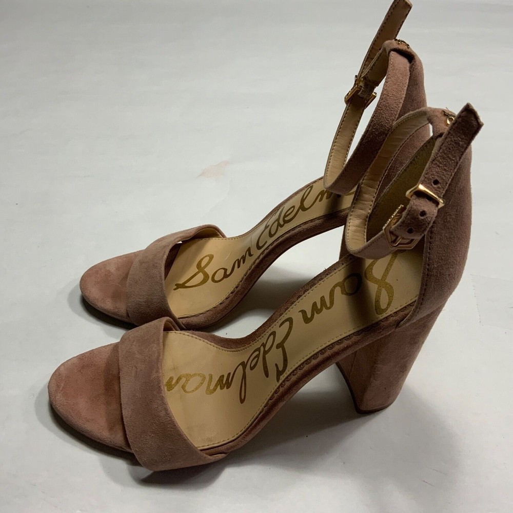 Sam Edelman woman’s Sz 8M Blush Pink Ankle Strap Open Tow Block Heel Sandal - Picture 5 of 8